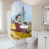 Rideaux De Douche Bateau de pêche pittoresque (En situation)