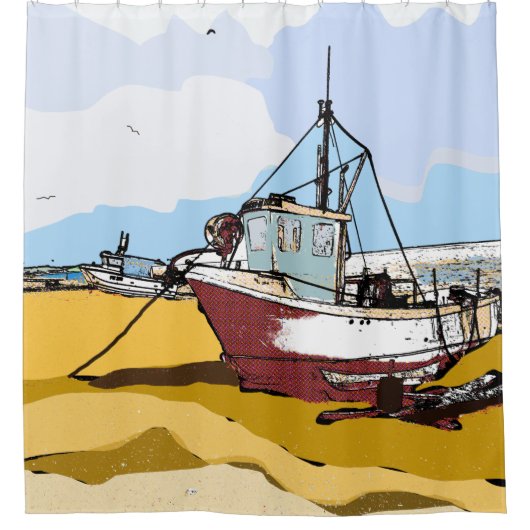 Rideaux De Douche Bateau de pêche pittoresque (Devant)