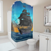 RIDEAUX DE DOUCHE BATEAU DE PIRATE (En situation)