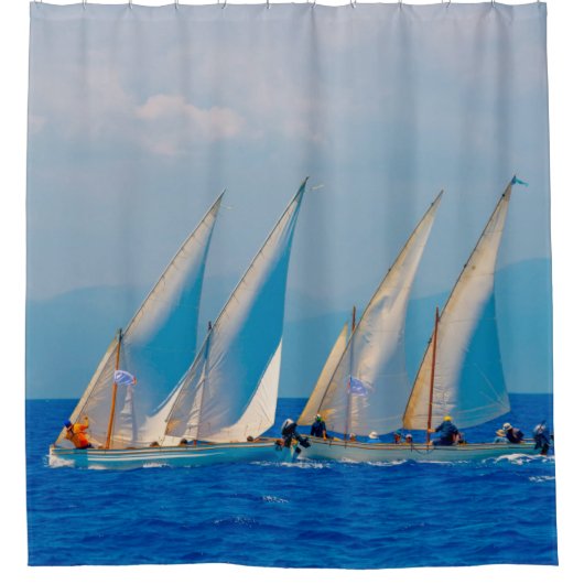 Rideaux De Douche Bateaux classiques en bois en course, Spetses i (Devant)