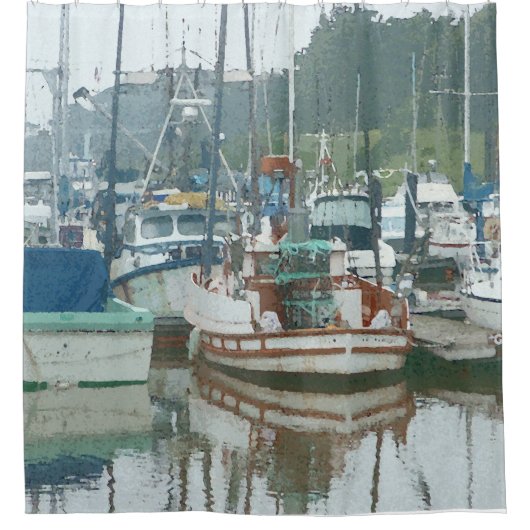 Rideaux De Douche Bateaux de pêche à Marina (Devant)