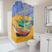 Rideaux De Douche Bateaux de Van Gogh Impressionnisme Plage (En situation)