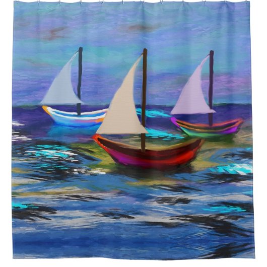 Rideaux De Douche Bateaux en mer (Devant)