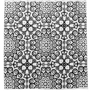 Rideaux De Douche Batik de tournesol traditionnel motif ornamentscro