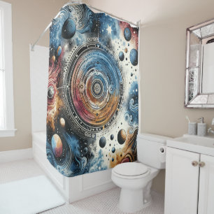 Rideaux De Douche Batik futuriste Art cosmique - Design spatial