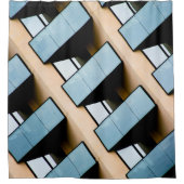 Rideaux De Douche Bâtiment beige et bleu Abstrait (Devant)