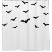 Rideaux De Douche Bats noirs et blanc mignon Halloween chic (Devant)