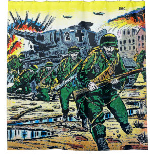 Rideaux De Douche Battle Squadron Helicopter War Vintage Comics