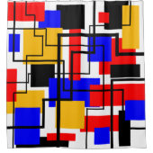 Rideaux De Douche Bauhaus Rectangles et lignes - Blanc (Devant)