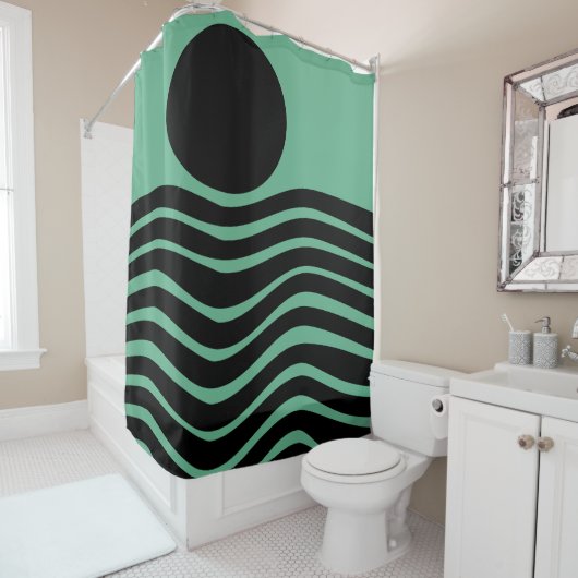 Rideaux De Douche Bauhaus Seafoam Green Abstrait (En situation)