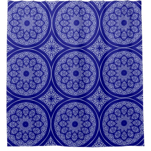 Rideaux De Douche Bazar de Boho, mélange et motif de cobalt de match (Devant)