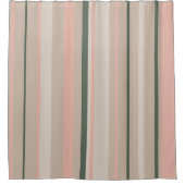 Rideaux De Douche Bbeige rose et vert rayures (Devant)