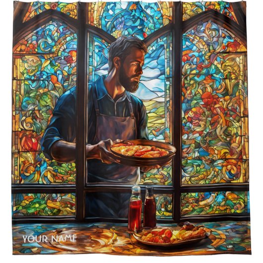 Rideaux De Douche BBQ Imaginaire Cute en Verre (Devant)