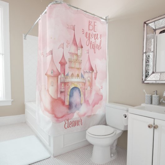 Rideaux De Douche Be-You-Tiful Palace in Pink Cloud personnalisable (En situation)