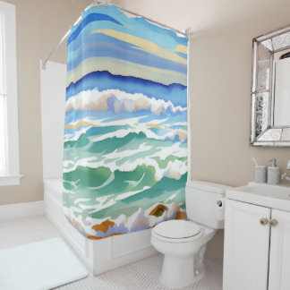 Rideaux De Douche Beach Ocean Sea Design 300 Blue Green