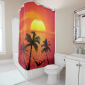 Rideaux De Douche Beach Palm Trees Sunset |  (En situation)