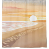 Rideaux De Douche Beach Sunset Watercolor | Beautiful Yellow (Devant)