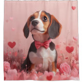 Rideaux De Douche Beagle avec des roses - Saint-Valentin (Devant)