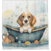 Rideaux De Douche Beagle Dans La Baignoire Aquarelle Chien Art (Devant)