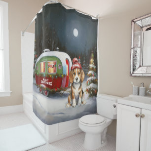 Rideaux De Douche Beagle d'hiver Caravan Christmas Adventure