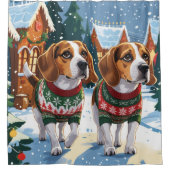 Rideaux De Douche Beagle Dogs Christmas Snow Holiday (Devant)