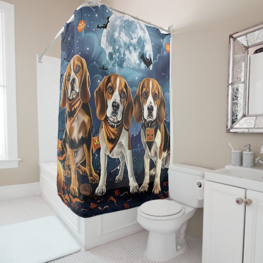 Rideaux De Douche Beagle Halloween Épouvantable (En situation)
