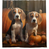 Rideaux De Douche Beagle Puppy Automne Citrouille de plaisir (Devant)