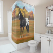 Rideaux De Douche Beau Appaloosa Noir Quarter Horse Stallion (En situation)