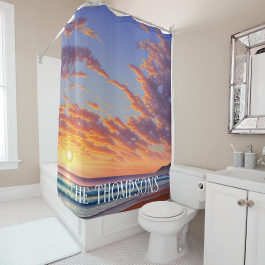 Rideaux De Douche Beau bleu Turquoise Ocean Sunset (En situation)