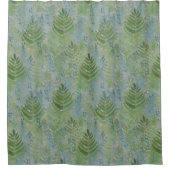 Rideaux De Douche Beau Blues Botaniques Verts (Devant)