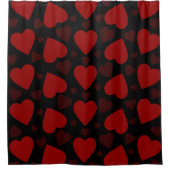 Rideaux De Douche Beau coeur rouge motif sur noir (Devant)