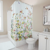 Rideaux De Douche Beau colibri dans le jardin fleuri (En situation)