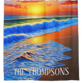 Rideaux De Douche Beau coucher de soleil sur la plage (Devant)