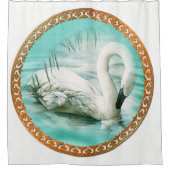 Rideaux De Douche Beau cygne blanc dans une eau bleu turquoise (Devant)