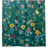 Rideaux De Douche Beau Gras Floral Boho Bleu Vert (Devant)