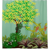 Rideaux De Douche Beau Jardin Jaune, Vert, Violet, Rouge, Blanc (Devant)