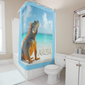 Rideaux De Douche Beau lézard d'Aruba jouissant de la plage (En situation)