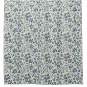 Rideaux De Douche Beau motif botanique bleu fleuri (Devant)