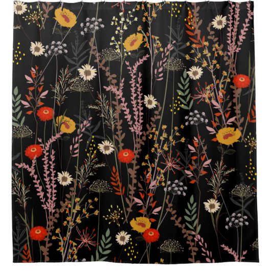 Rideaux De Douche Beau motif de fleurs de prairie fleurie (Devant)