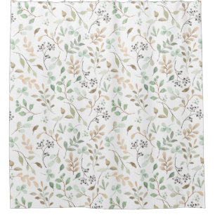 Rideaux De Douche Beau Motif de fleurs vert orange
