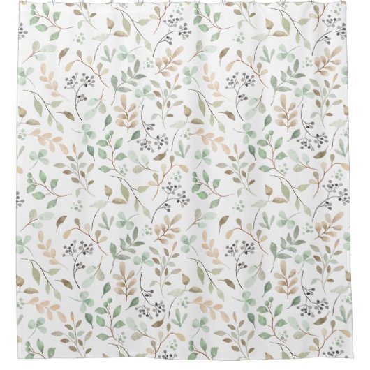 Rideaux De Douche Beau Motif de fleurs vert orange (Devant)