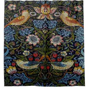 Rideaux De Douche Beau motif de William Morris, nouveau d'art, vin