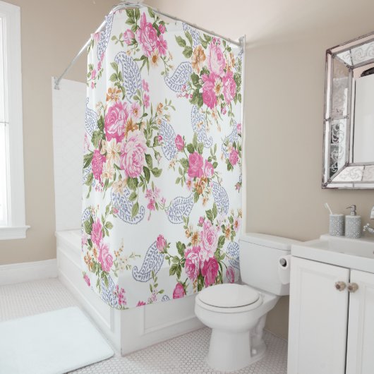 Rideaux De Douche Beau motif floral (En situation)