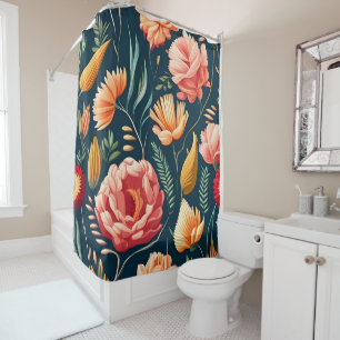 Rideaux De Douche Beau Motif rose, orange et rouge