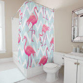 Rideaux De Douche Beau motif tropical transparent avec flamme rose (En situation)