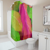 Rideaux De Douche Beau Motif vert et rose (En situation)
