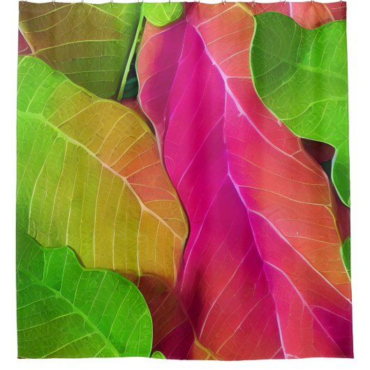 Rideaux De Douche Beau Motif vert et rose (Devant)