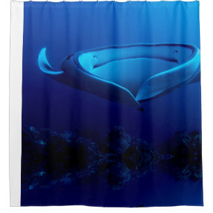 Rideaux De Douche Beau rayon de Manta géant bleu