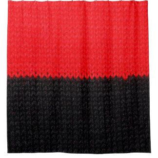 Rideaux De Douche beau tissu en tricot noir et rouge avec drawin