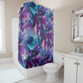 Rideaux De Douche Beau Turquoise et rose Motif Abstrait | (En situation)